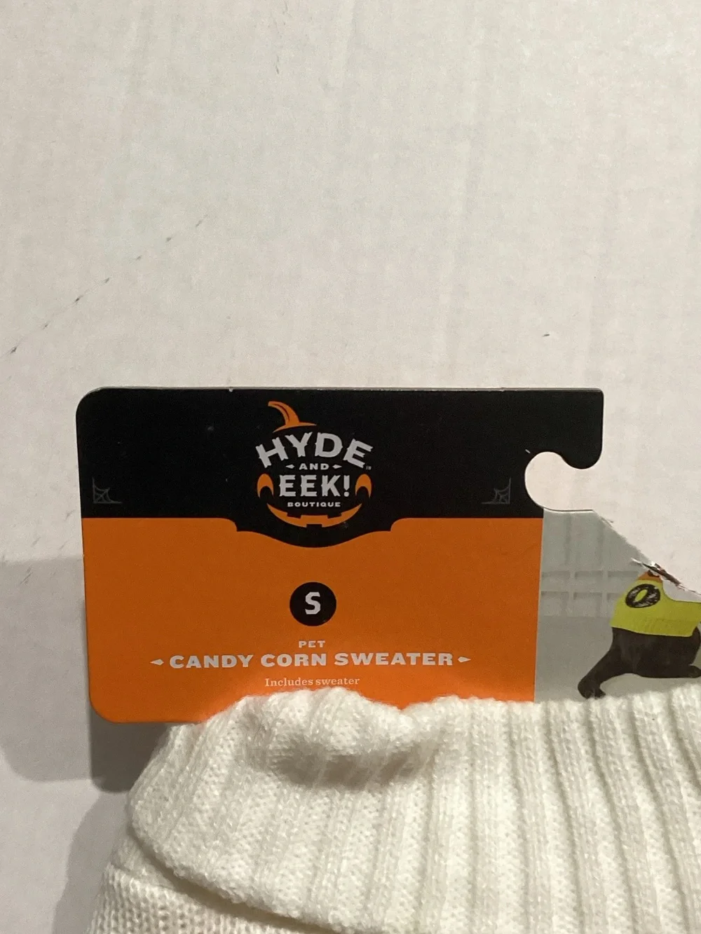 Hyde & EEK! Candy Corn 'BOO' Pet Sweater - White, Orange, Yellow